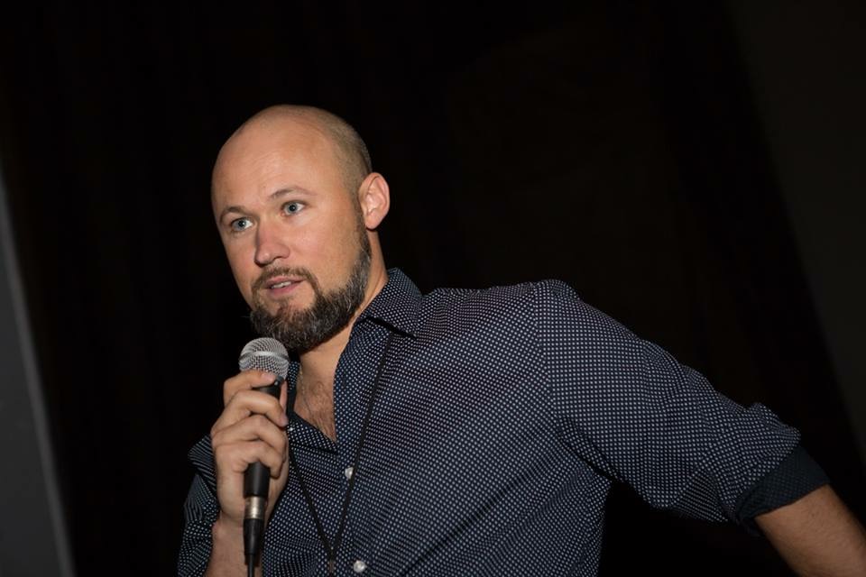 Exec. Producer James E. Oxford speaking during the Q&A for his film 'The Taking of Ezra Bodine' at the 2015 Massachusetts Independent Film Festival.