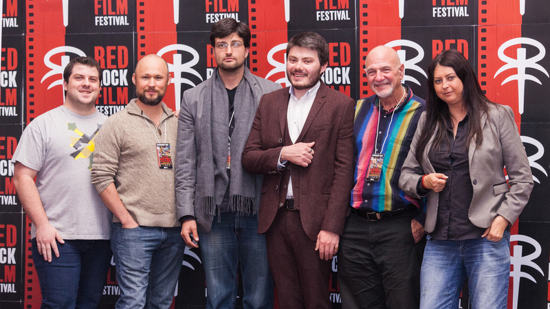 Producer James E. Oxford with other filmmakers at the 2014 Red Rock Film Festival in Cedar City, UT. Nov 2014