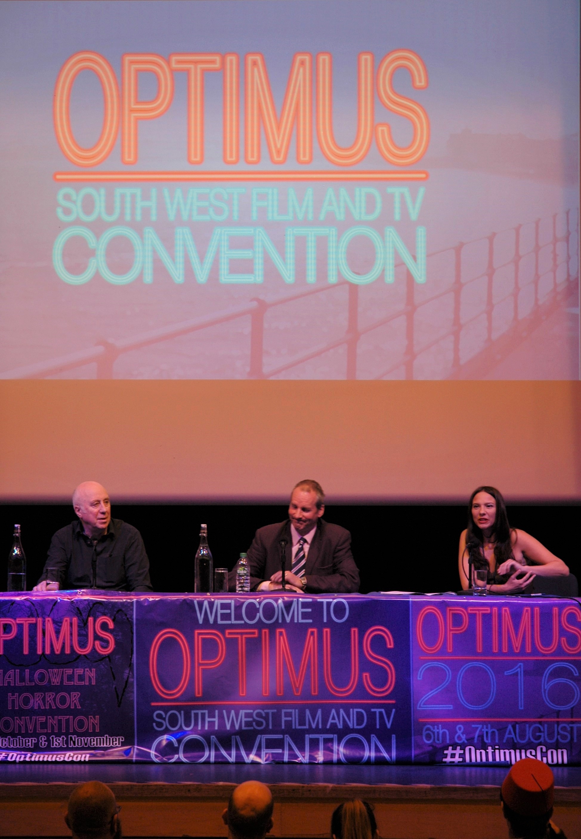 Claire Bueno moderates Optimus South West Film and Television panel talks Red Dwarf cast Nornam Lovett and Chris Barrie.
