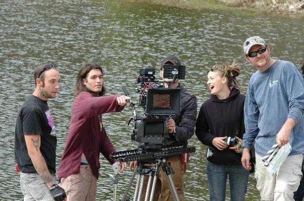 Dustin Dugas Schuetter directing on the set of Dedd Brothers.