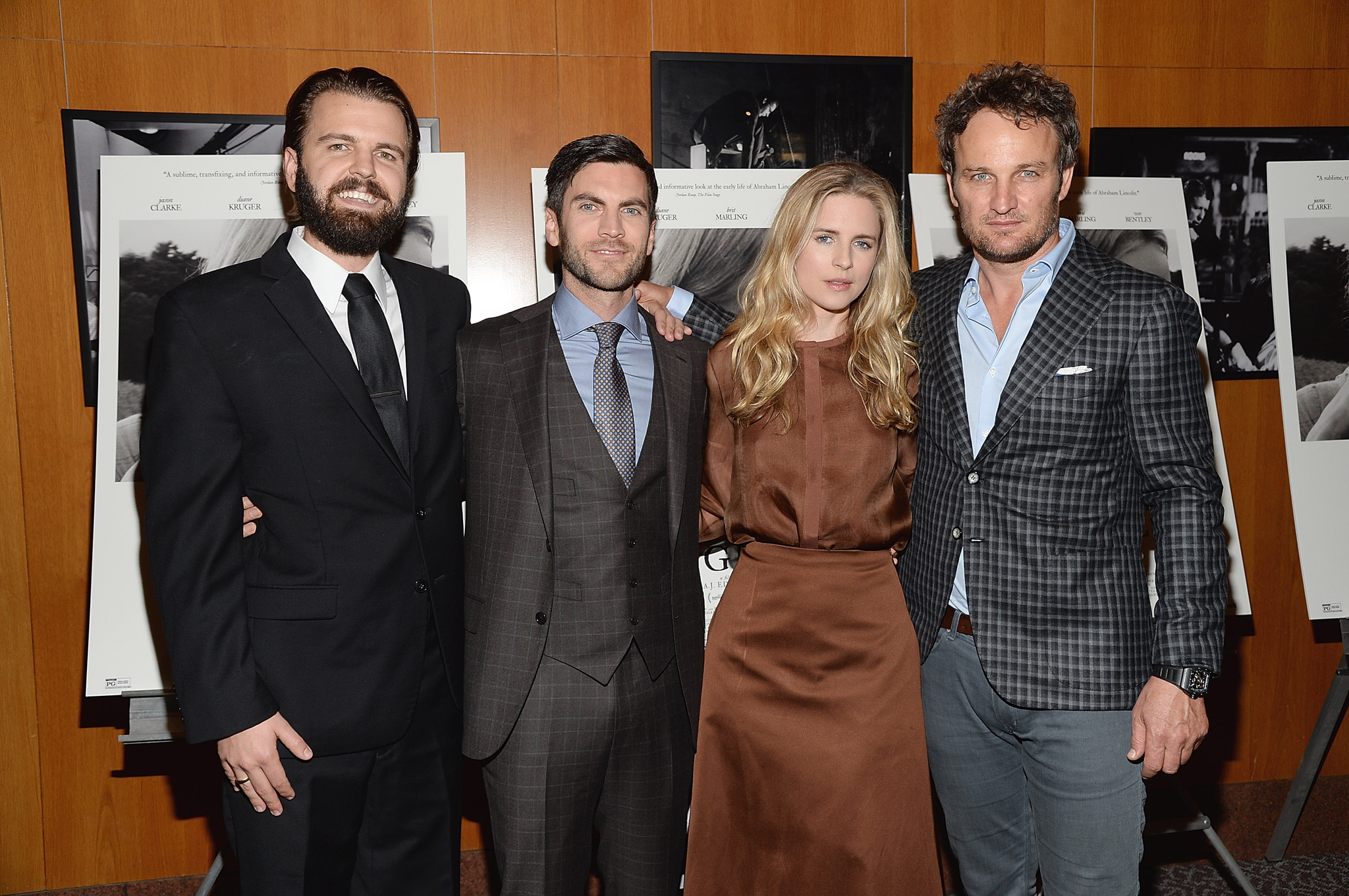 Wes Bentley, Jason Clarke, Brit Marling and A.J. Edwards at event of The Better Angels (2014)