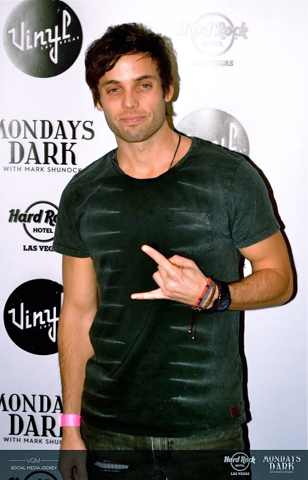 Justin Mortelliti arrives at the charity event, Mondays Dark, at Vinyl in Las Vegas