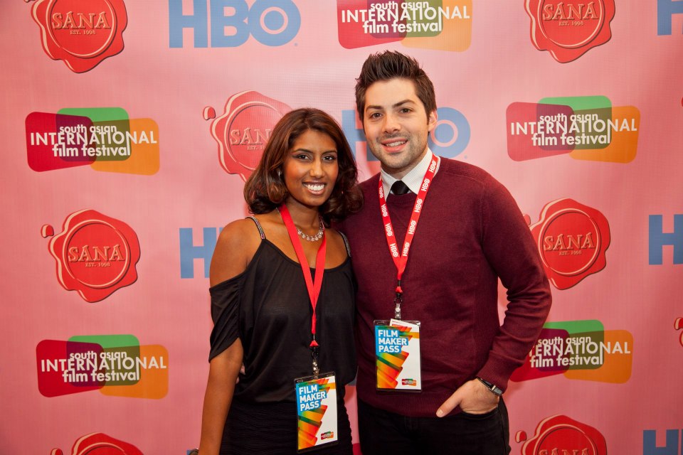 Mark Ratzlaff & Nimisha Mukerji on the red carpet at SAIFF sponsored by HBO(New York City) for their film Blood Relative, which won the Jury Award and Audience Award for Best Feature Film.