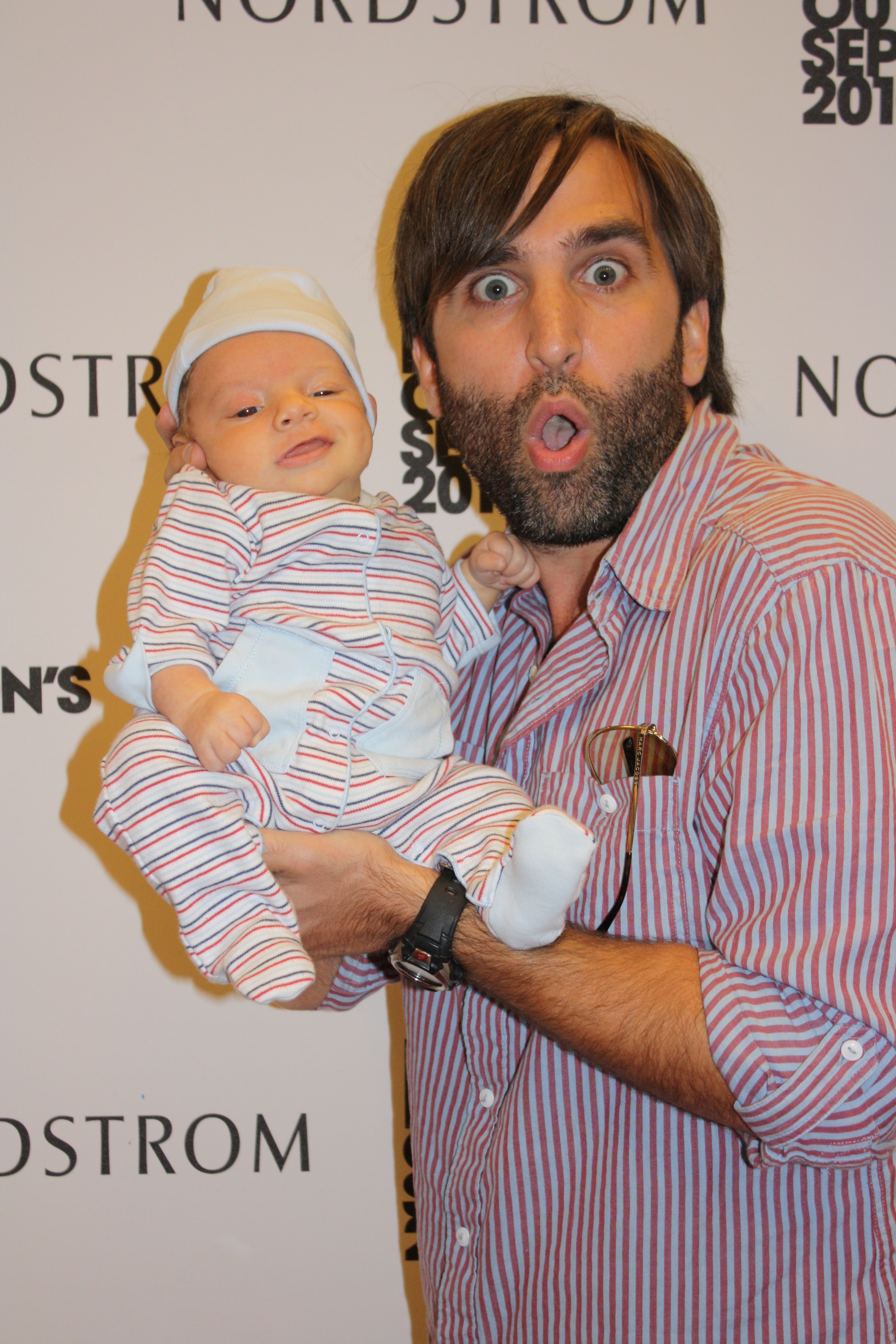 Mike Hatton and his son, Griffin, attend the Nordstrom Fashion's Night Out L.A. at The Grove.