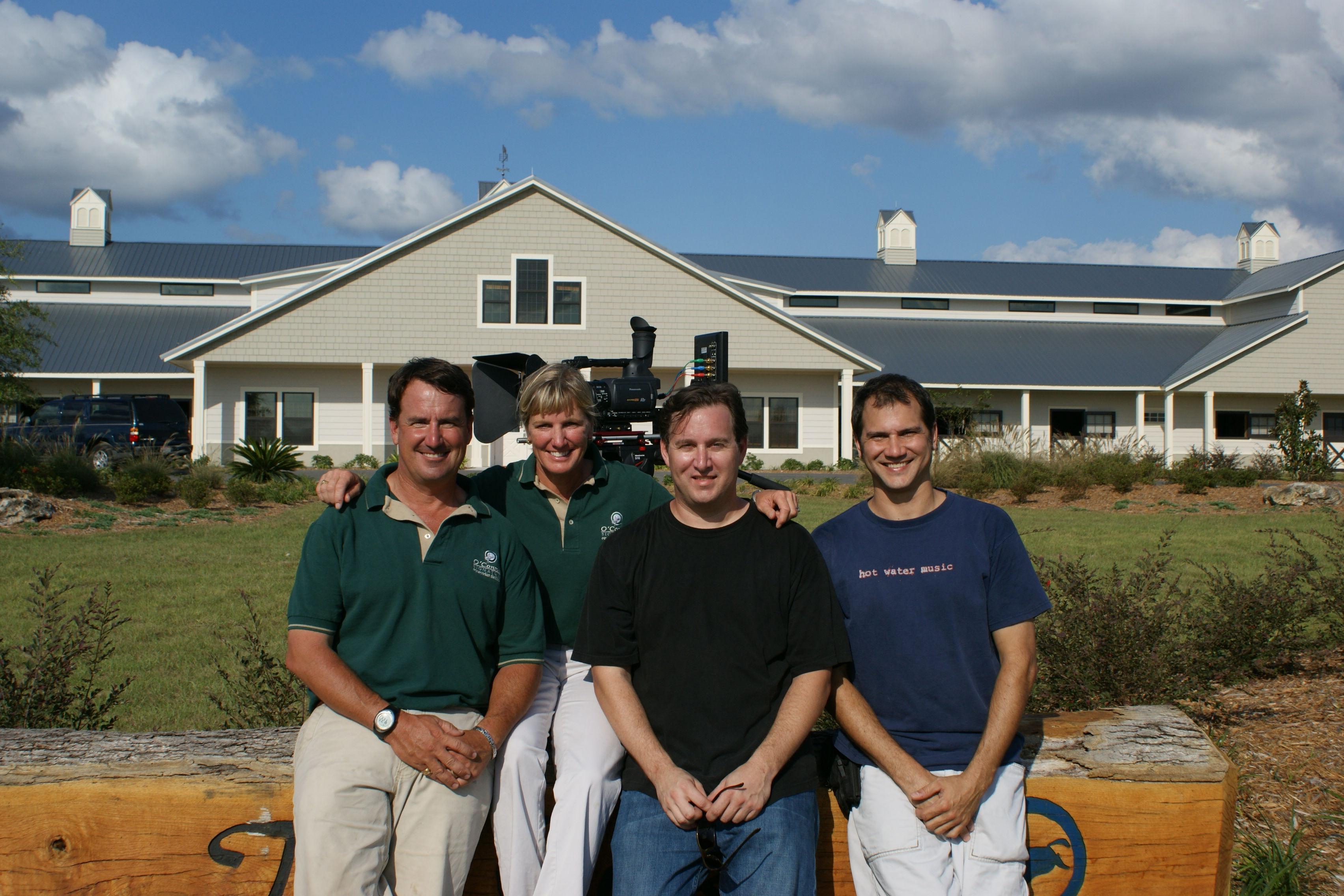 Posing with Olympic Equestrians the O'Conners, after an infomercial shoot for 