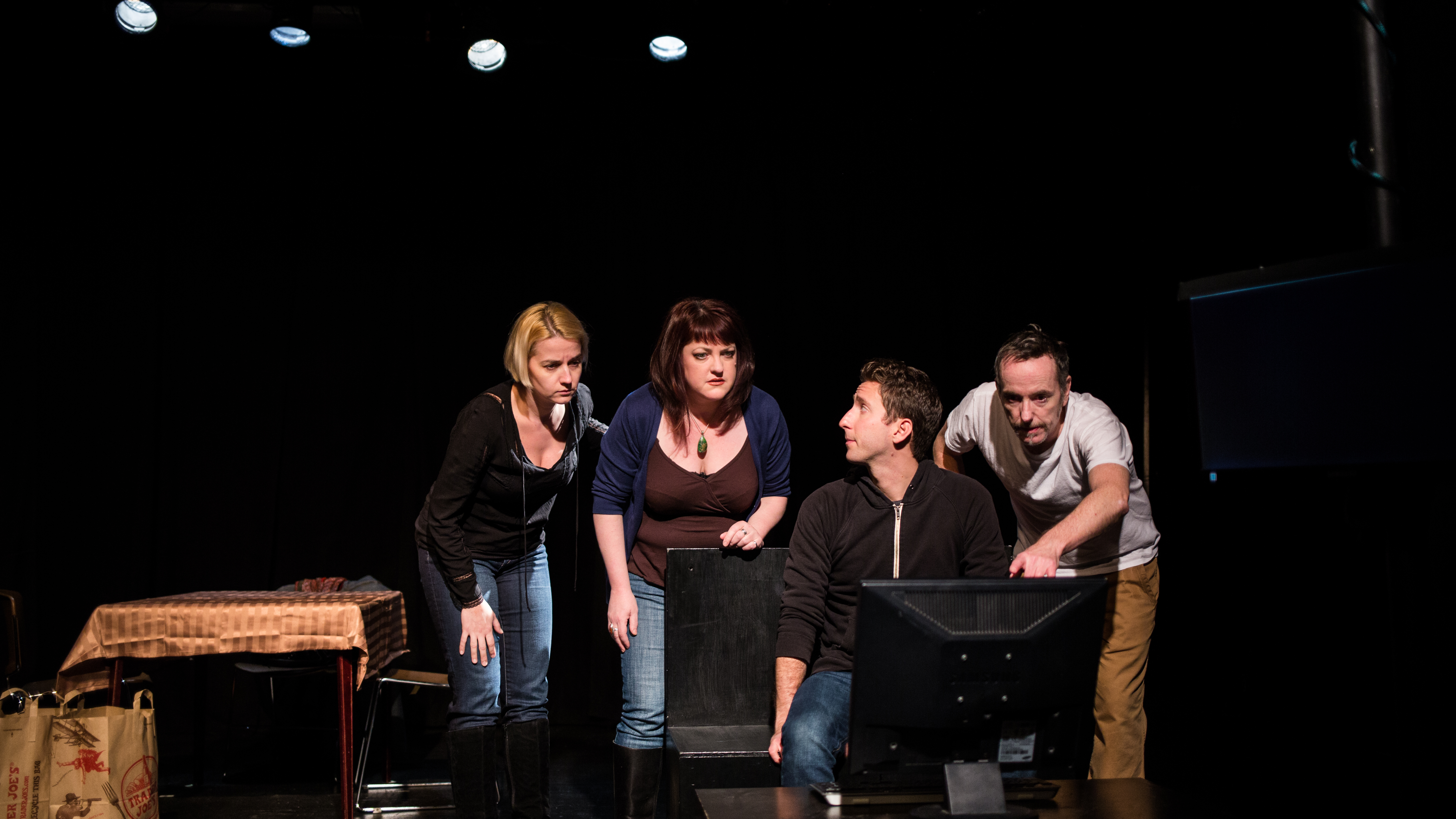 Forgive Us Our Trespasses (IRT Theatre): Daniela Dakich, Kellye Rowland, Michael DeSantis, Spencer Aste.