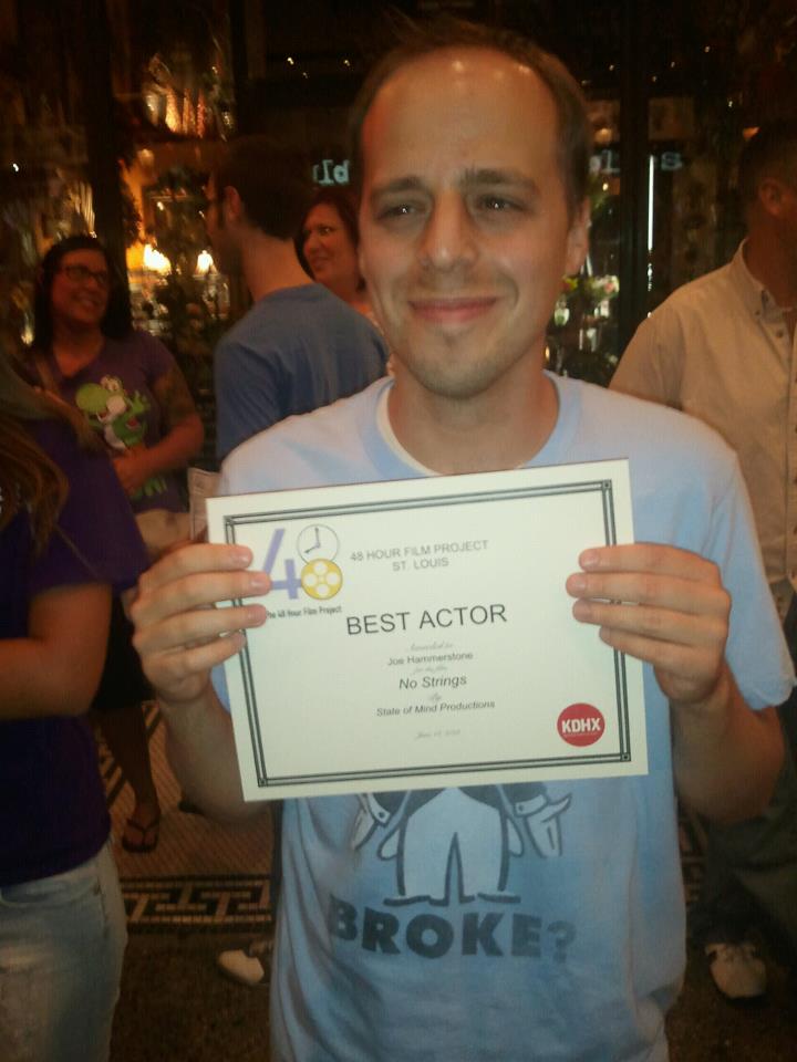 Award for Best Actor of the 2012 St. Louis 48 Hour Film Project for the film No Strings (2012)