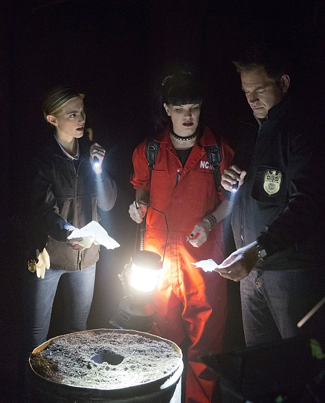 Still of Pauley Perrette, Michael Weatherly and Emily Wickersham in NCIS: Naval Criminal Investigative Service (2003)