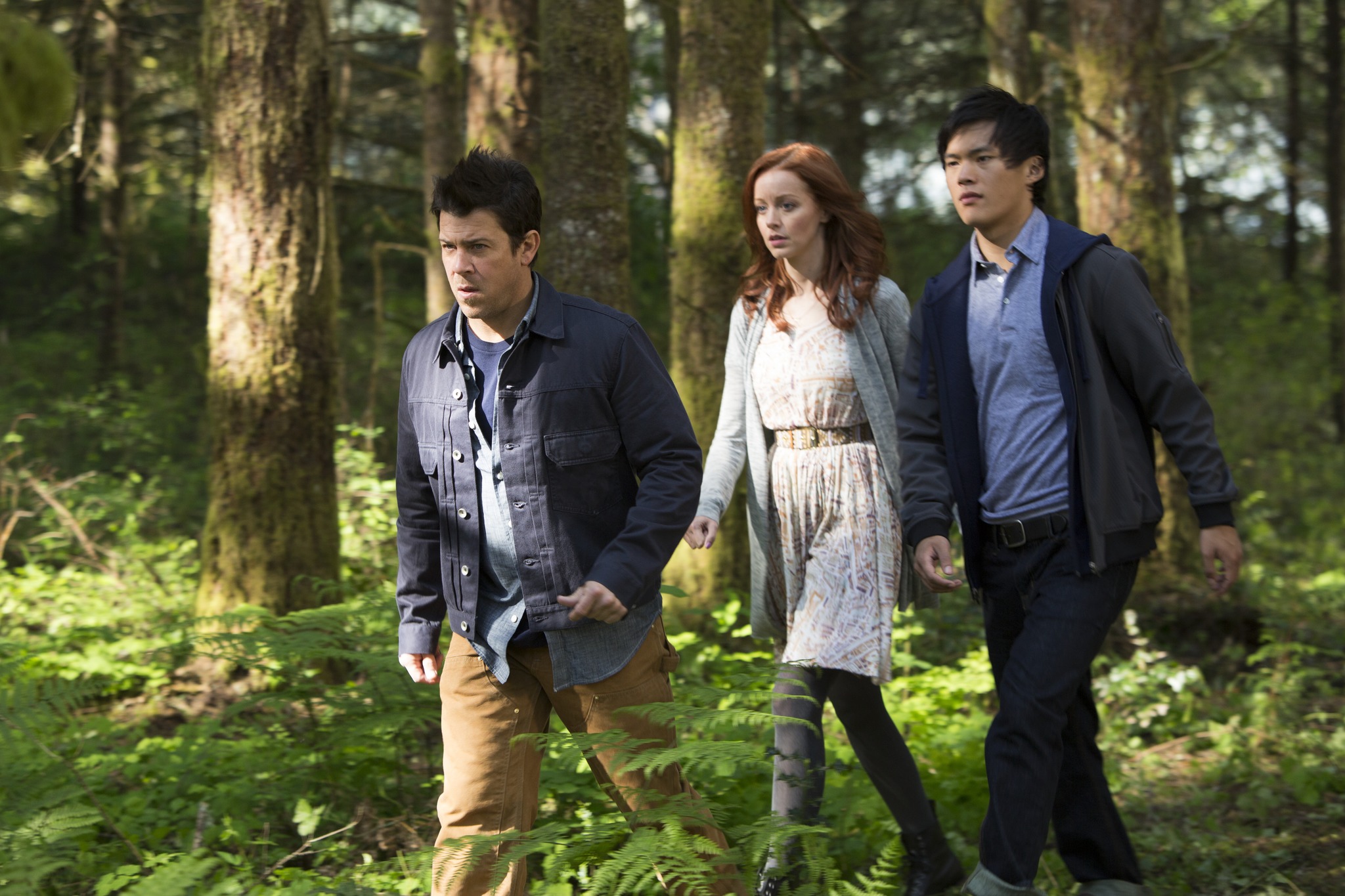 Still of Lindy Booth, Christian Kane and John Harlan Kim in The Librarians (2014)
