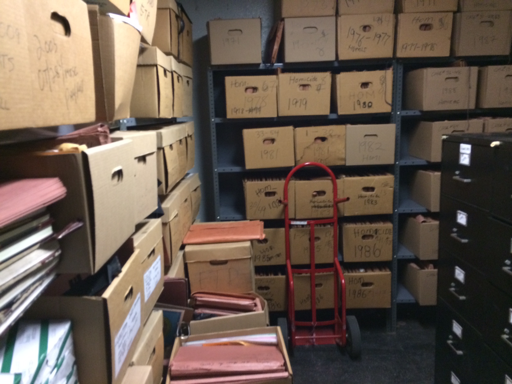 Precinct Detective Squad record room. Where every homicide case is filed. 