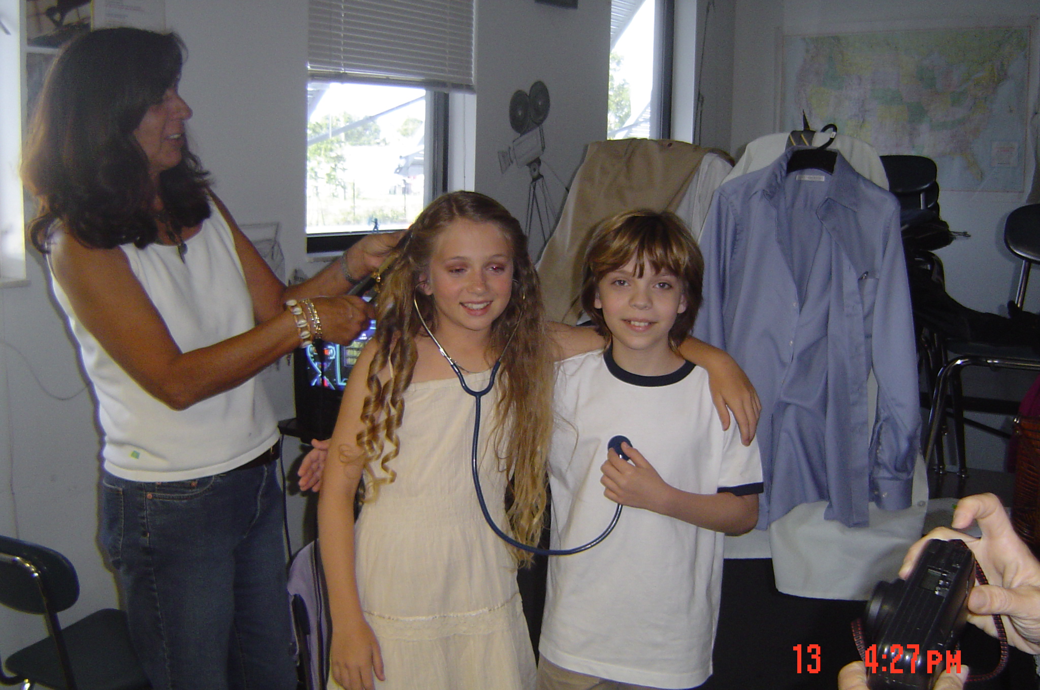 Caitlyn Johnston and Nicholas Alexander on the set of 