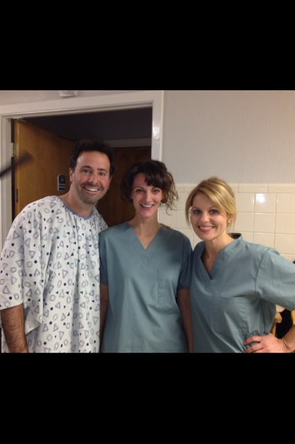 Dodie Brown with Candace Cameron Bure and Director Brian Herzlinger on set of Finding Normal