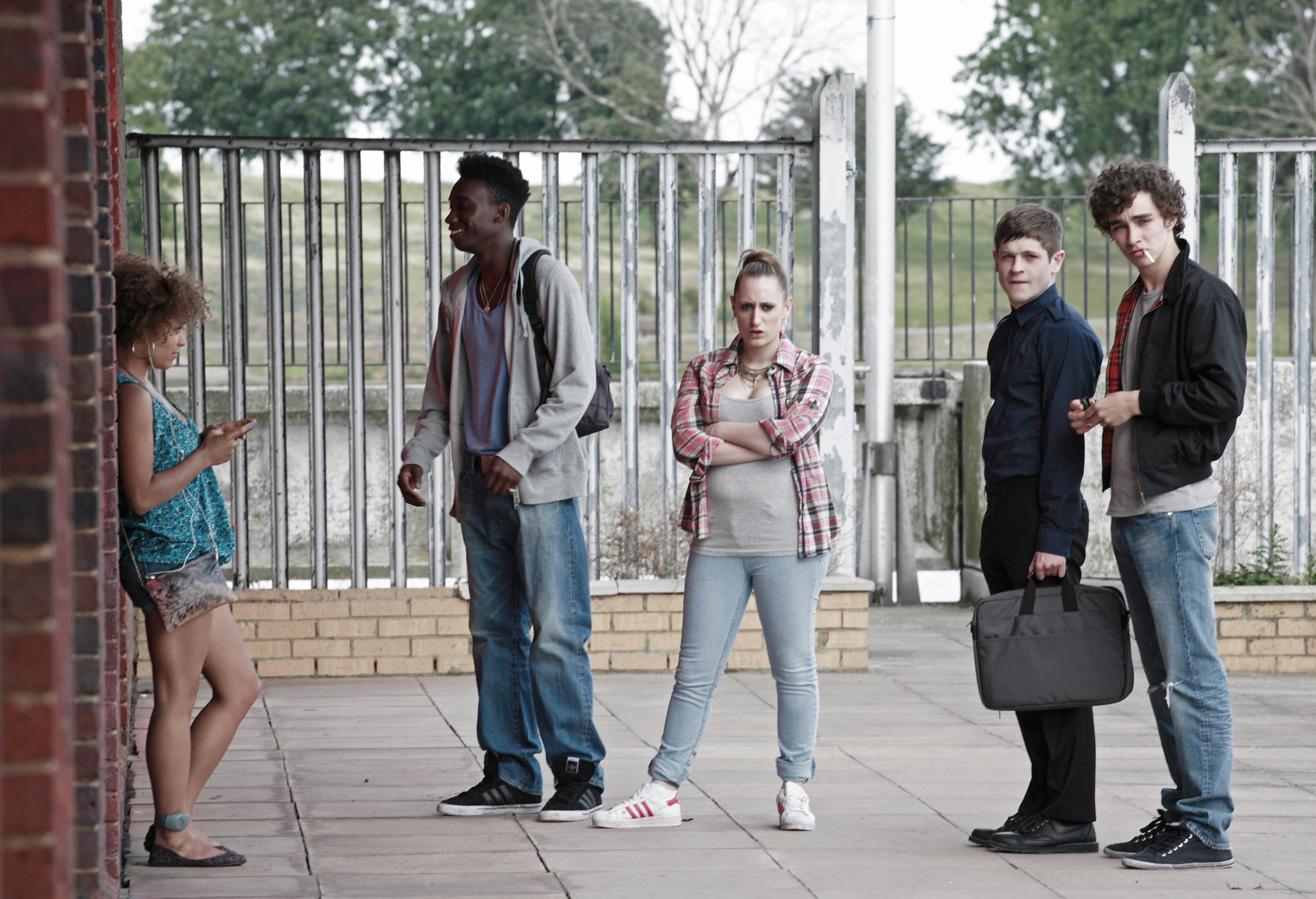 Still of Robert Sheehan, Lauren Socha, Nathan Stewart-Jarrett, Antonia Thomas and Iwan Rheon in Misfits (2009)