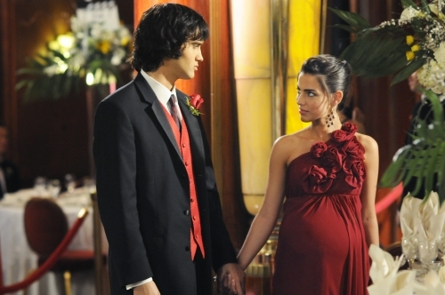 Still of Michael Steger and Jessica Lowndes in 90210 (2008)