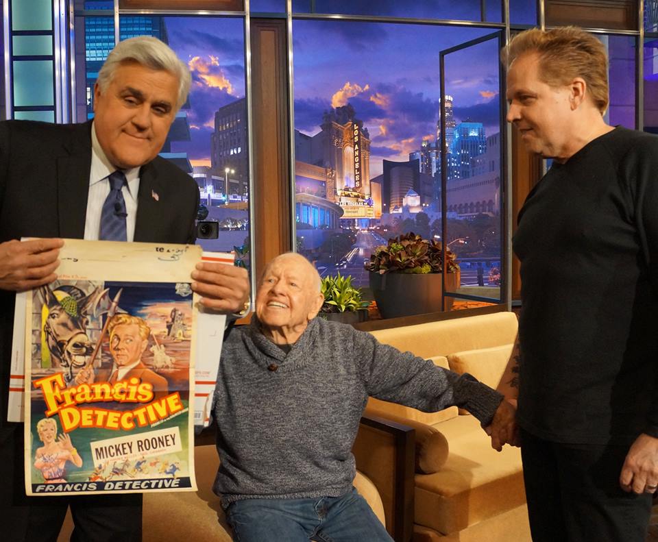 Mickey Rooney, son Mark Rooney and Jay Leno at the last L.A. Tonight Show.