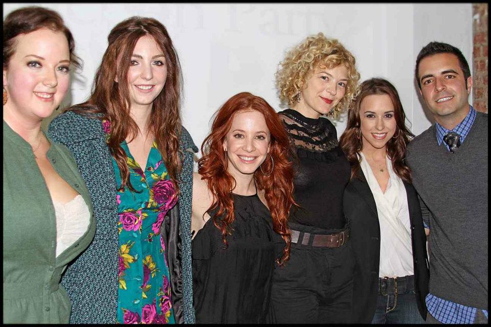 (L-R) Amanda Mae Meyncke (Writer/Director) stands with cast Vanessa Zima, Amy Davidson, Oona Mekas, Lacey Chabert and Trenton Waterson (Producer) at the premiere of the film, 