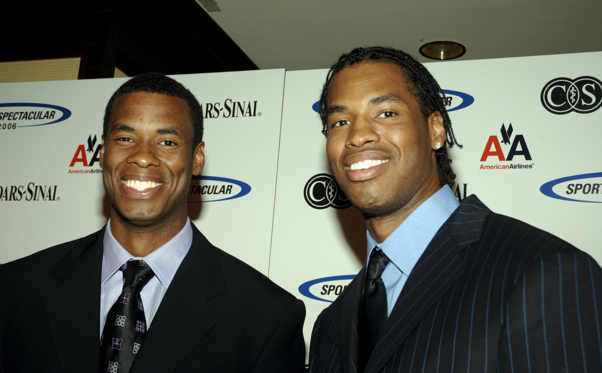 Jarron Collins and Jason Collins arrive at the Cedars-Sinai Medical Center's 21st Annuel Sports Spectacular at the Hyatt Regency Century Plaza Hotel in Century City, CA.