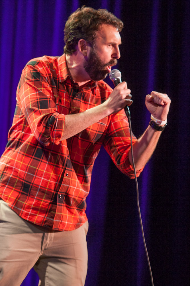 Matt Braunger on stage at SXSW in 2015 for SXSW Comedy with W. Kamau Bell.