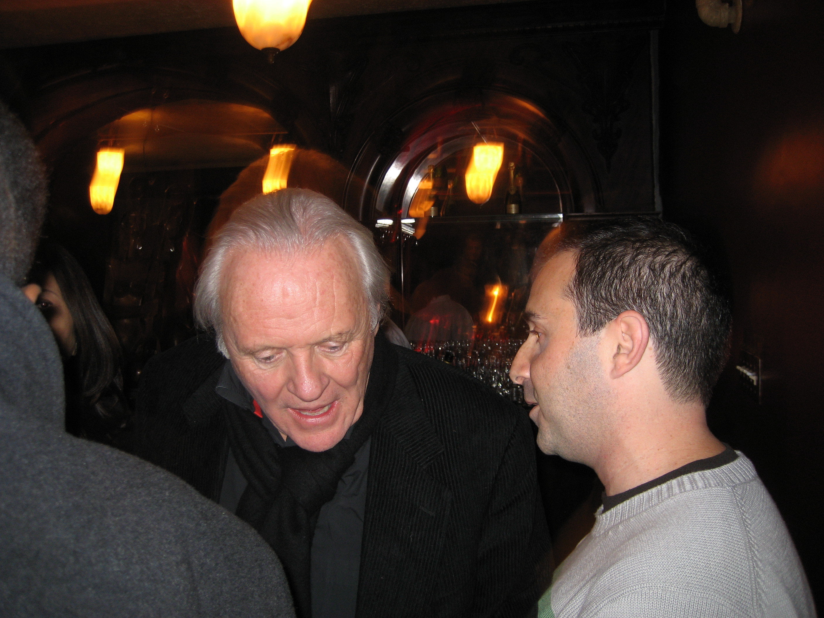Sir Anthony Hopkins and comedian, Michael Ziegfeld @ Bon Appetit cocktail party.