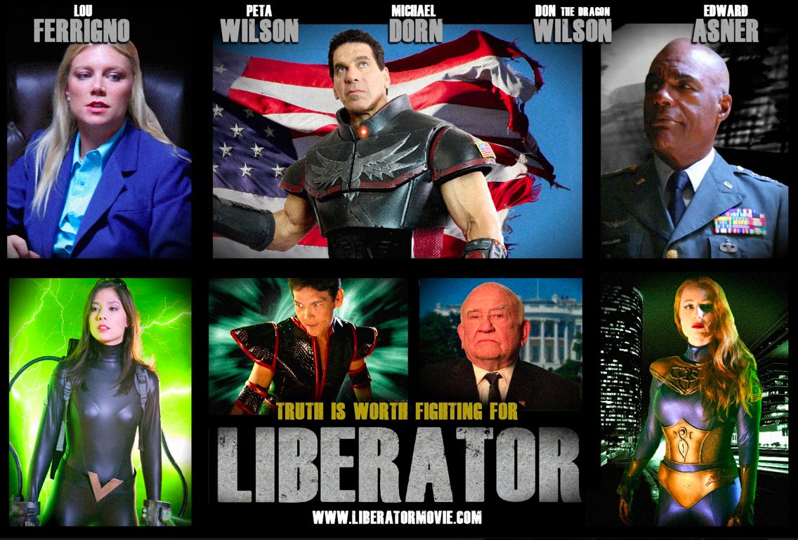 Liberator TV Pilot Lobby Card: Peta Wilson, Lou Ferrigno, Michael Dorn, Jessica Andres, Don the Dragon, Ed Asner and Tara Cardinal