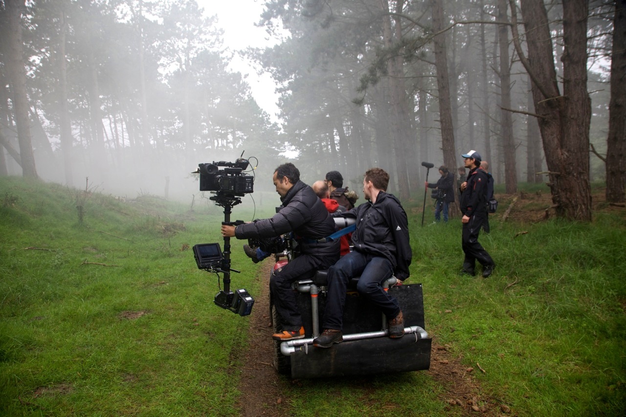 Michael Monteiro (Steadicam operator), Drew Heriot (writer/director) and Boris Apituley (1st AD) on location in Holland shooting the opening scene of 'The Power of the Heart.'
