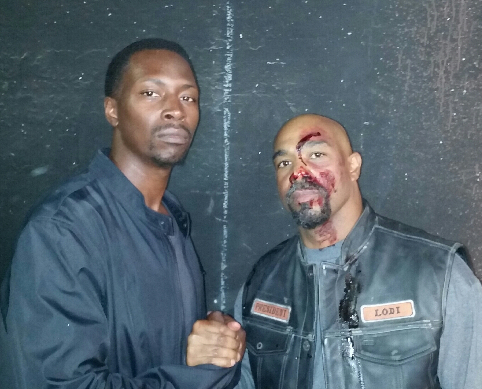 Still of Julius Denem (left) and Michael Beach (right) on Sons of Anarchy. Season 7 episode 10.