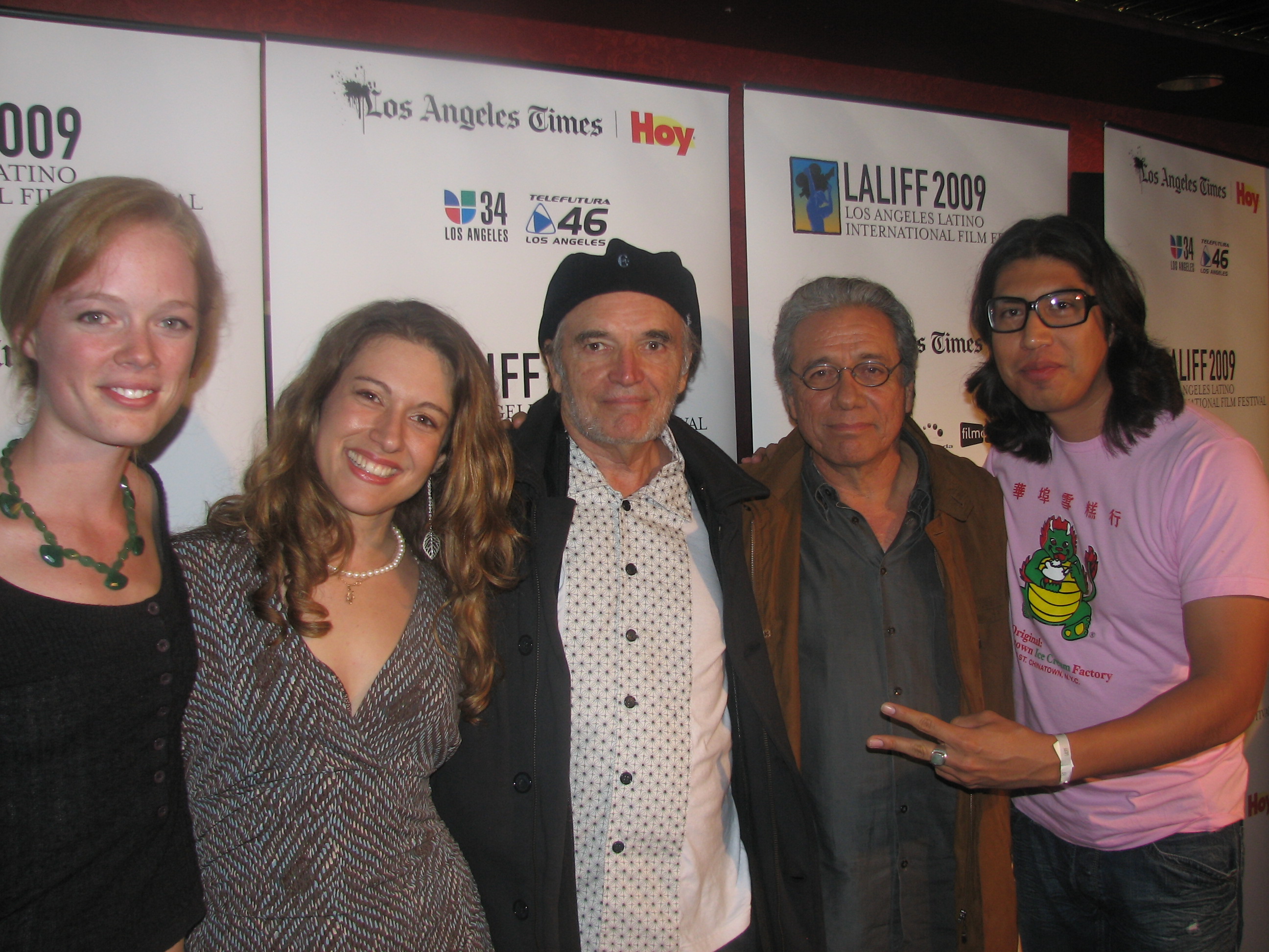 Director Ilana Lapid and the cast of Red Mesa: Tom Bower, Jessica Spotts, and Gabriel Rivera with Edward James Olmos at the Los Angeles Latino International Film Festival 2009.