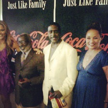 Actor Garrett Morris, Actor Idrees Degas and Actress Ella Joyce appearing on the red carpet for the pilot Just Like Family. Hollywood, CA