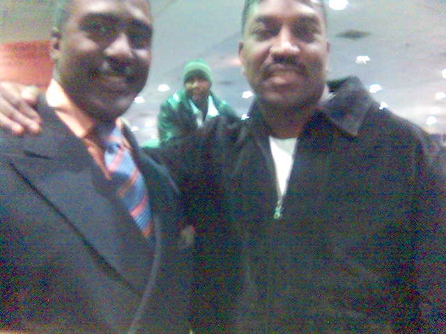 Actor Idrees Degas & Actor Clifton Powell backstage after he gave a great performance in My Brother Marvin.