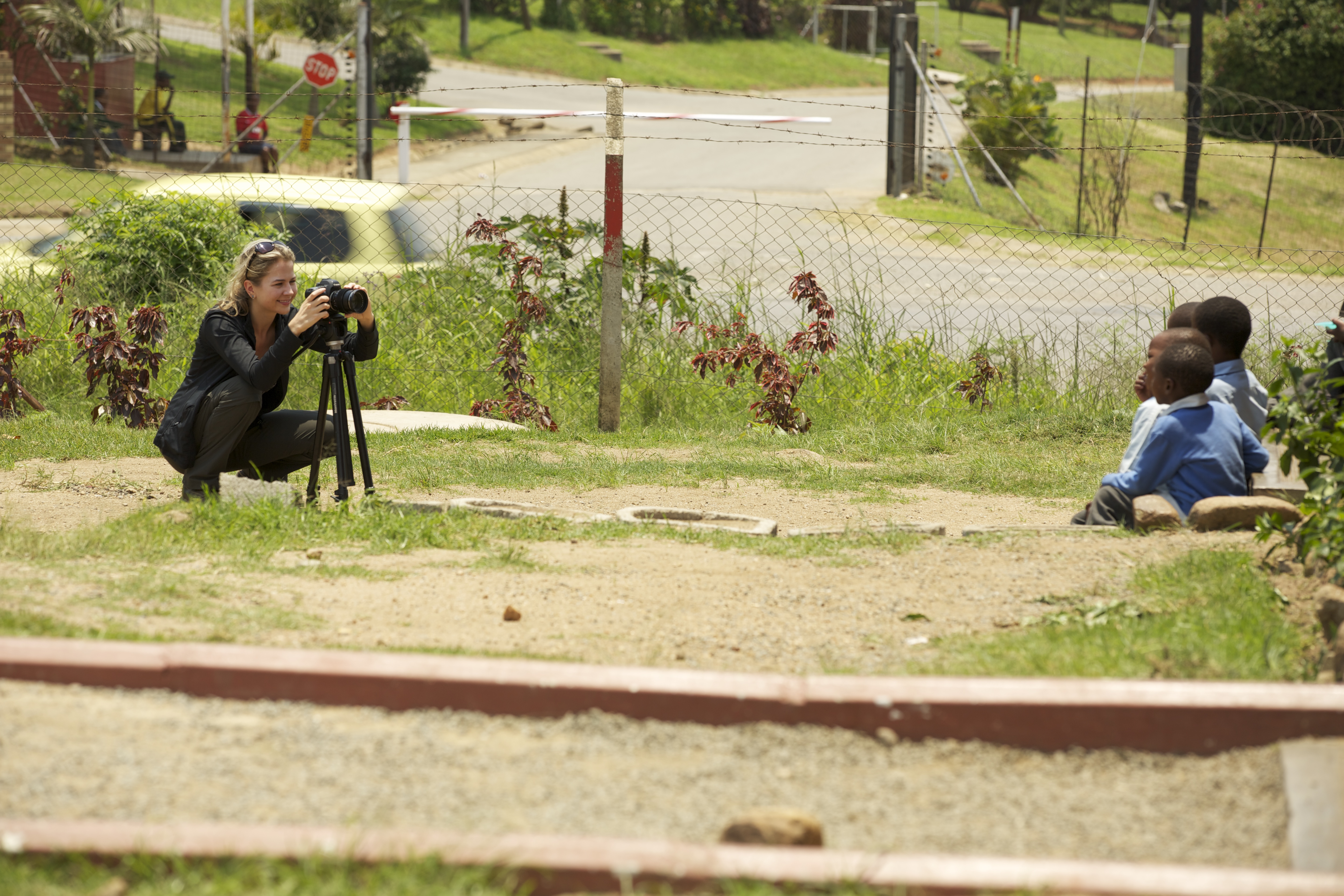 Cassie Jaye filming a documentary in Swaziland - November 2012