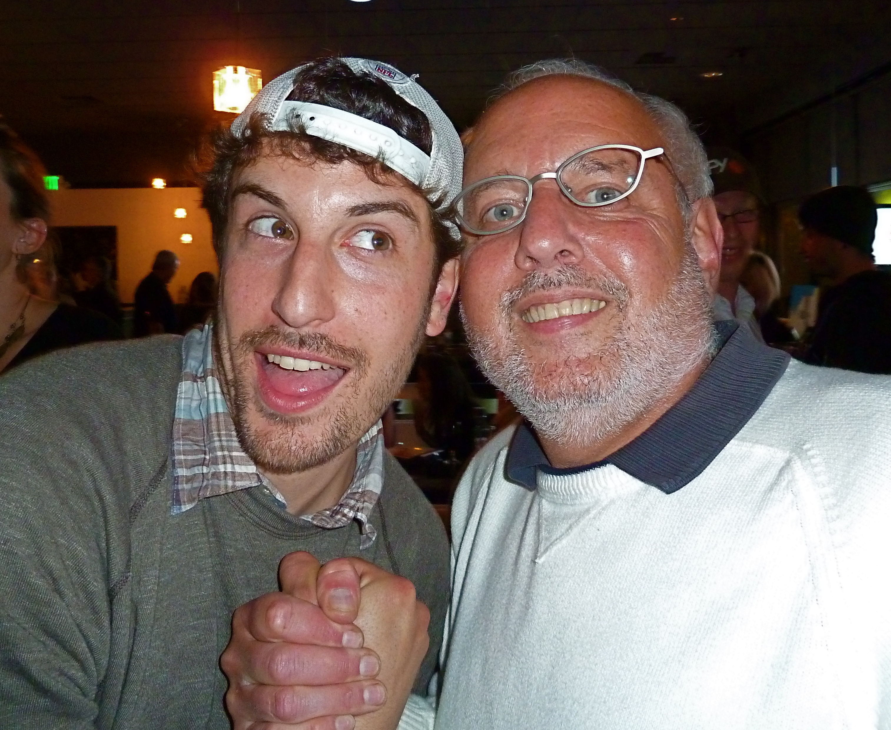 clowning with Jason Biggs at the wrap party for Grassroots