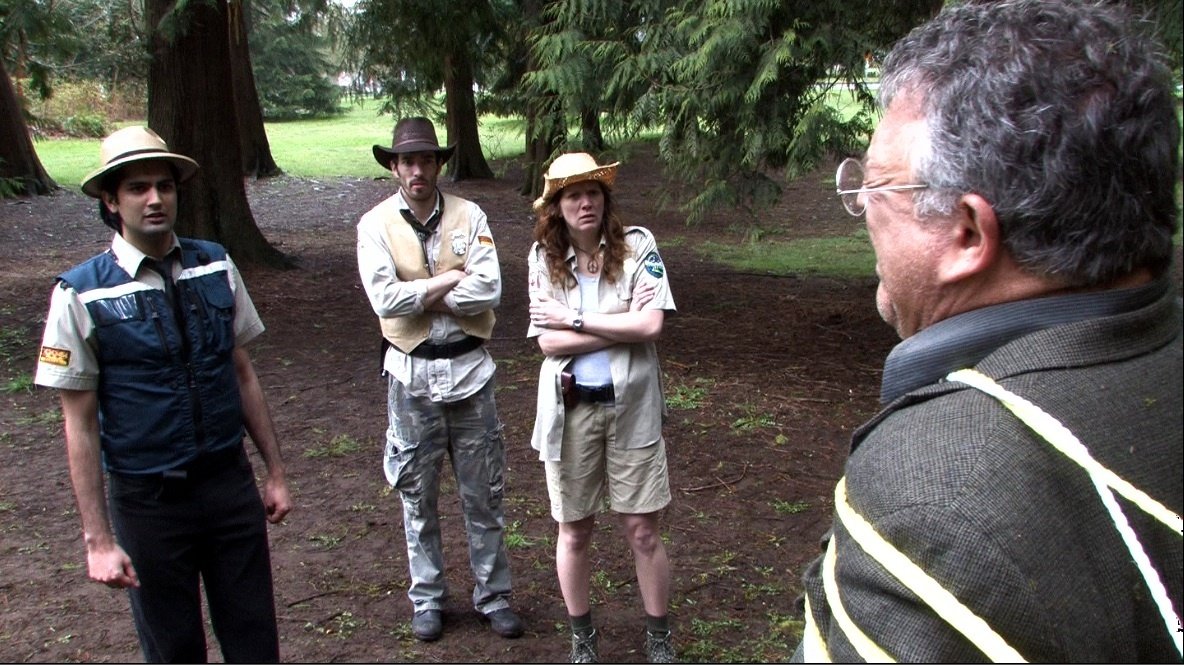 Production Still of Gary Gill, Drew Scott, Jackie Blackmore and Eric Pollins in Coyote Mountain