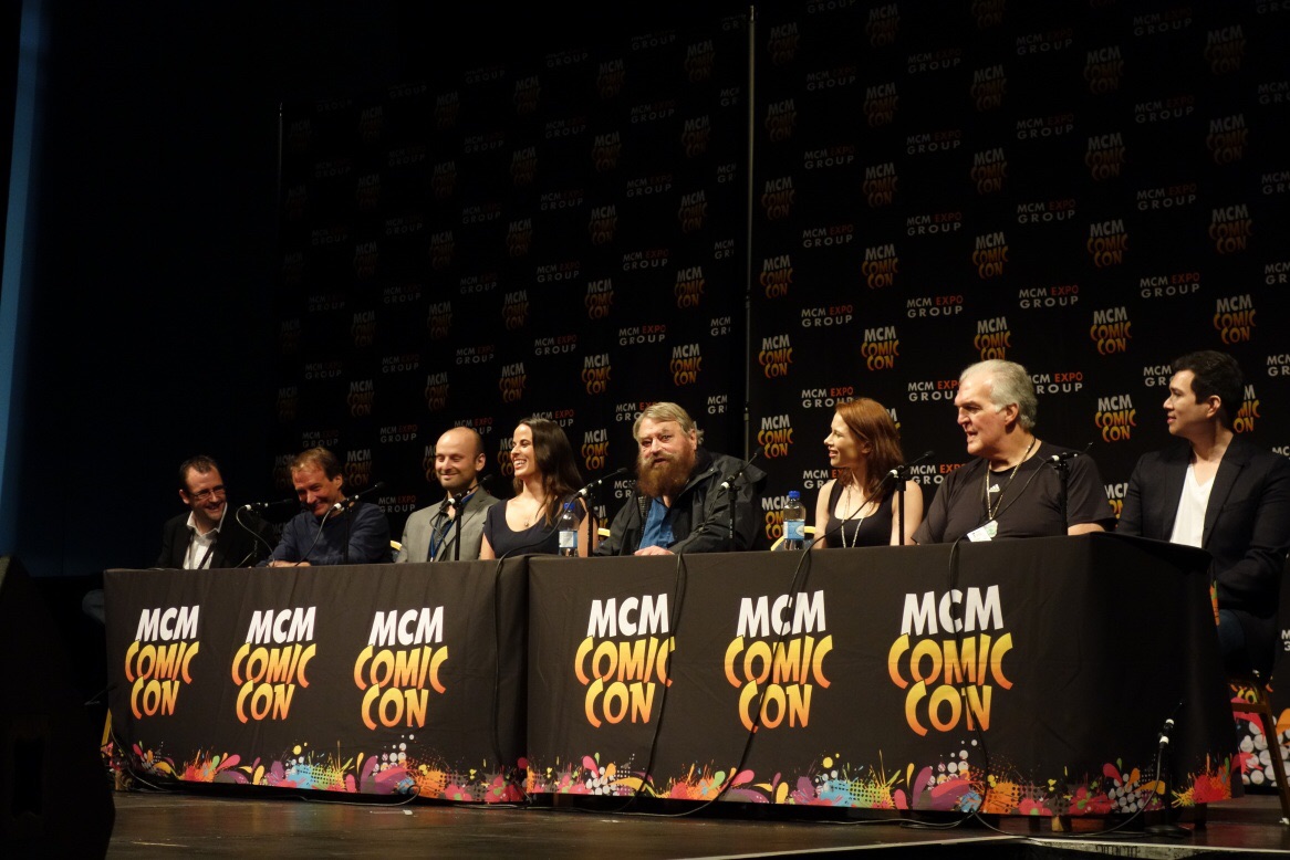 The cast and crew of of Welcome To Purgatory on stage at Comic Con 2014