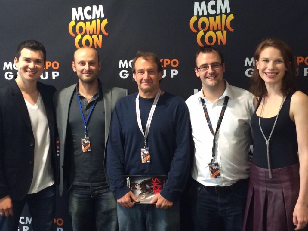 Welcome To Purgarory at Comic Con: L-R composer Joseph Bennie, producer Tony Cook, executive producer Scott Spiegel, director Gene Fallaize, actress Georgina Sherrington