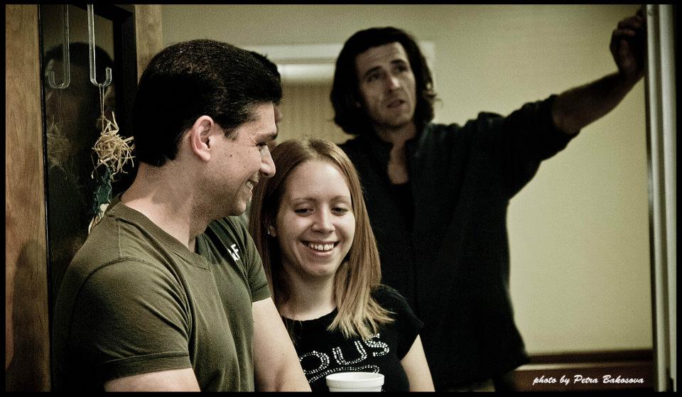 Still of Jack Thomas Smith, daughter/art director Megan Smith, and gaffer Amos Kelso on the set of Infliction (2011)