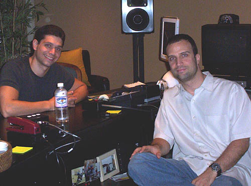 Still of Jack Thomas Smith and sound designer Roger Licari during a sound session for Disorder (2004)