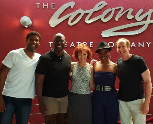 Andre Braugher with cast of BEST OF ENEMIES at Colony Theatre: Shon Fuller, Holly Hawkins, Tiffany Rebecca Royale & Larry Cedar. Oct 2015.