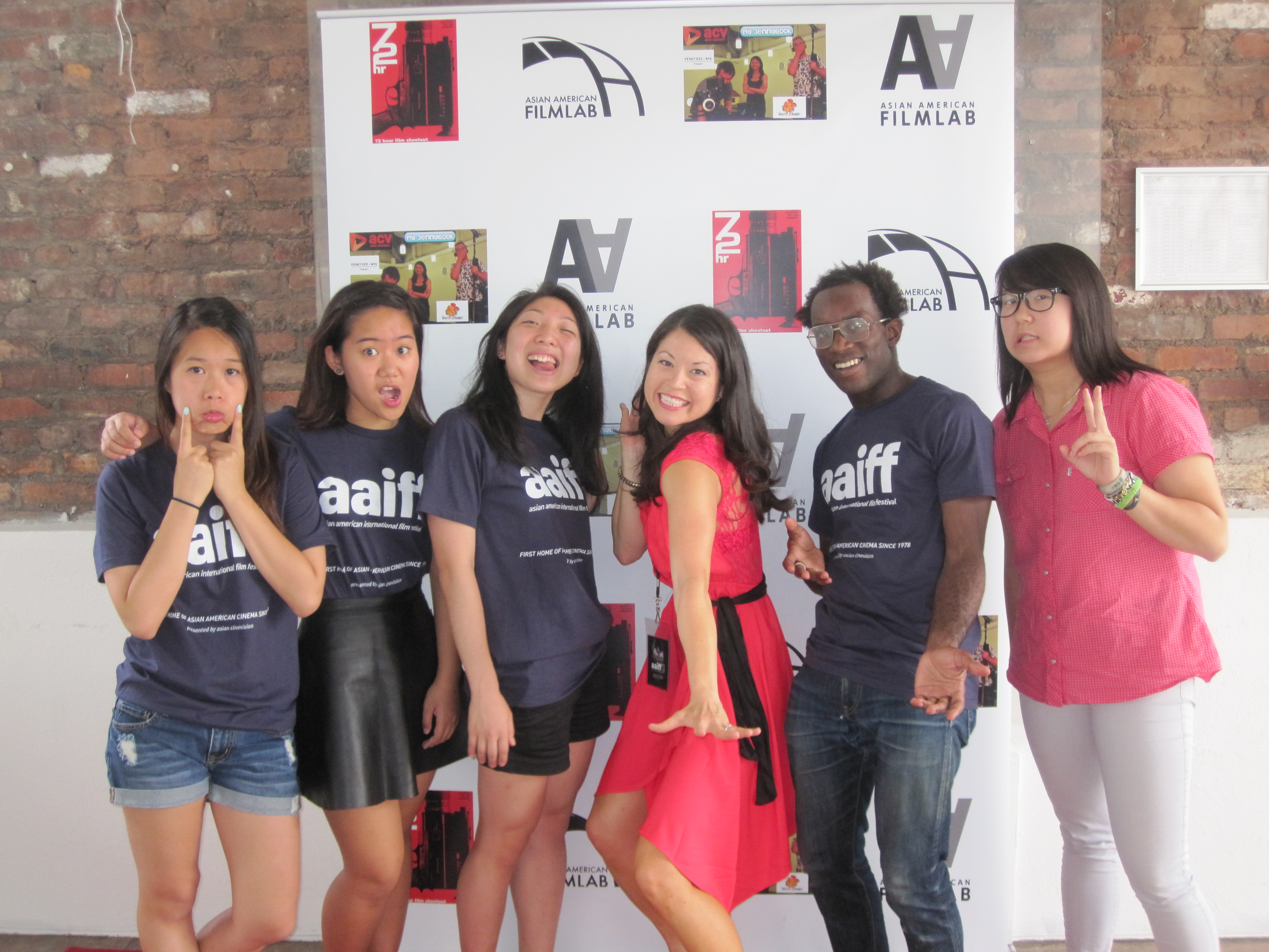 left to right: Joanna Shen (editor), Joyce Tam (film festival volunteer), Hanna Lee (festival volunteer), Jennifer Betit Yen (actress and Film Lab president), Daryl King (festival volunteer), Caroline Hsiao (photographer)