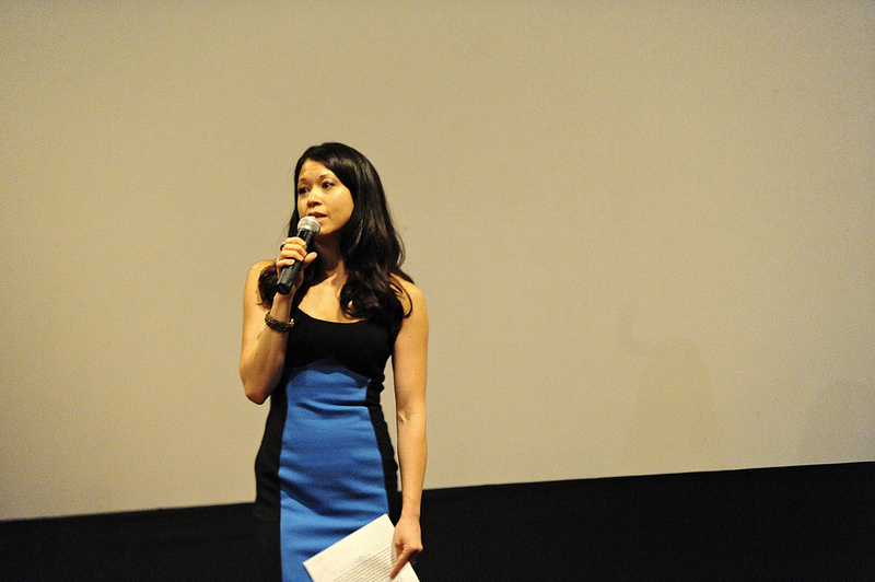 Jennifer Betit Yen, president of the Asian American Film Lab, presenting the world premiere of the 2012 72 Hour Shootout filmmaking competition at the 35th annual Asian American International Film Festival in NYC.
