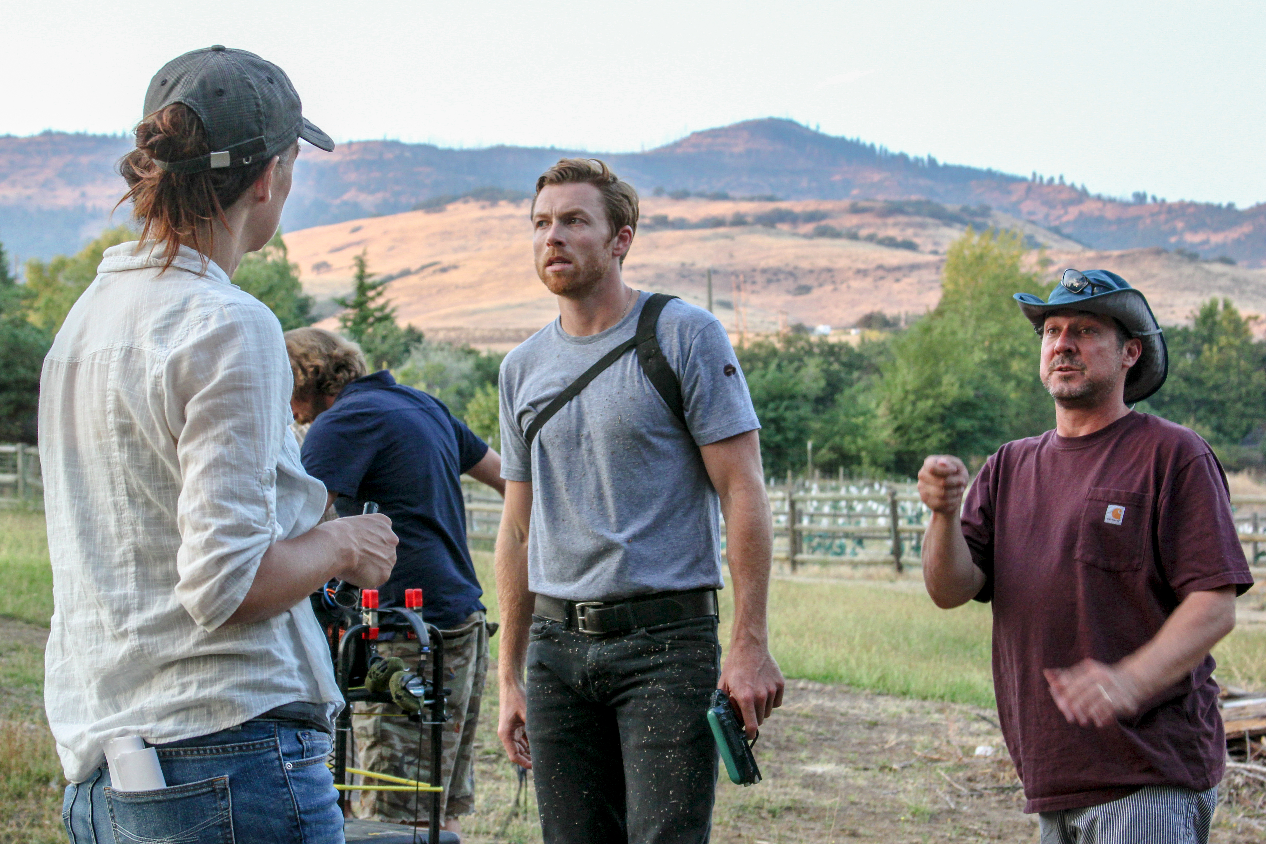 Sam Daly and director Gary Lundgren on the set of 