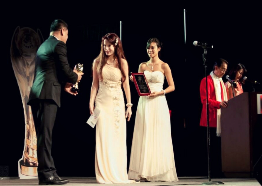 Kimberley Kates presenting Best Director Award at the Chinese American Film Festival at the Bonaventure Hotel. November 2013