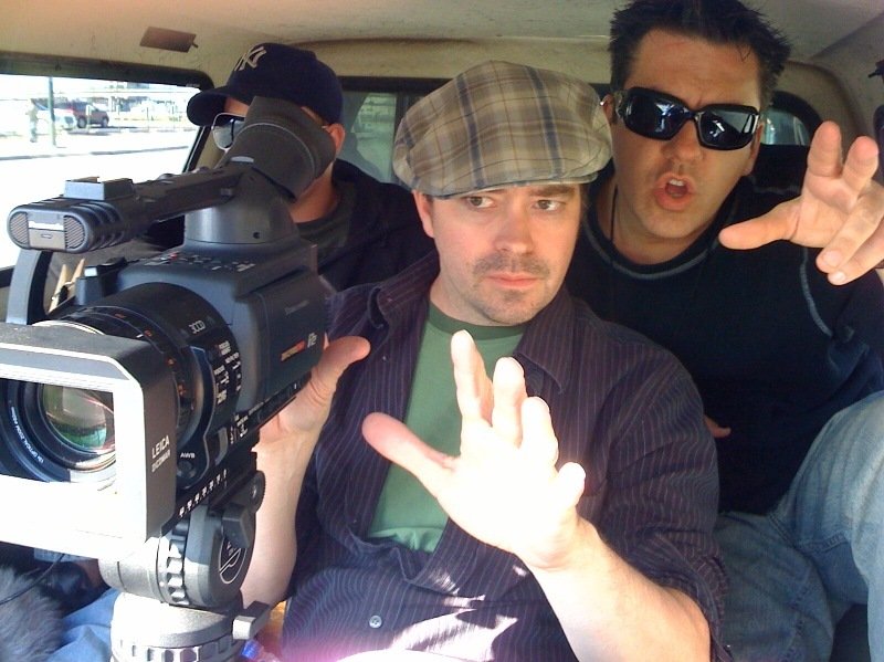 Director Brian McCulley and cinematographer Stephen McKissen on the set of Indie.