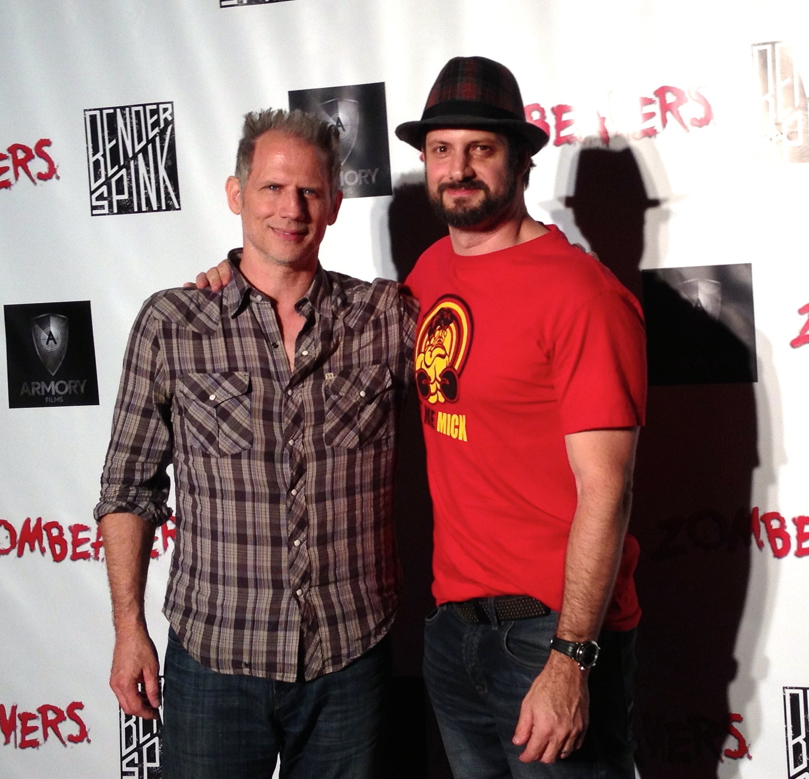 LOS ANGELES, CA - MARCH 18: Distributor Mike Simon and Actor/Director David Rountree attend 'Zombeavers' - Los Angeles Premiere at The Theater at The Ace Hotel on March 18, 2015 in Los Angeles, California.