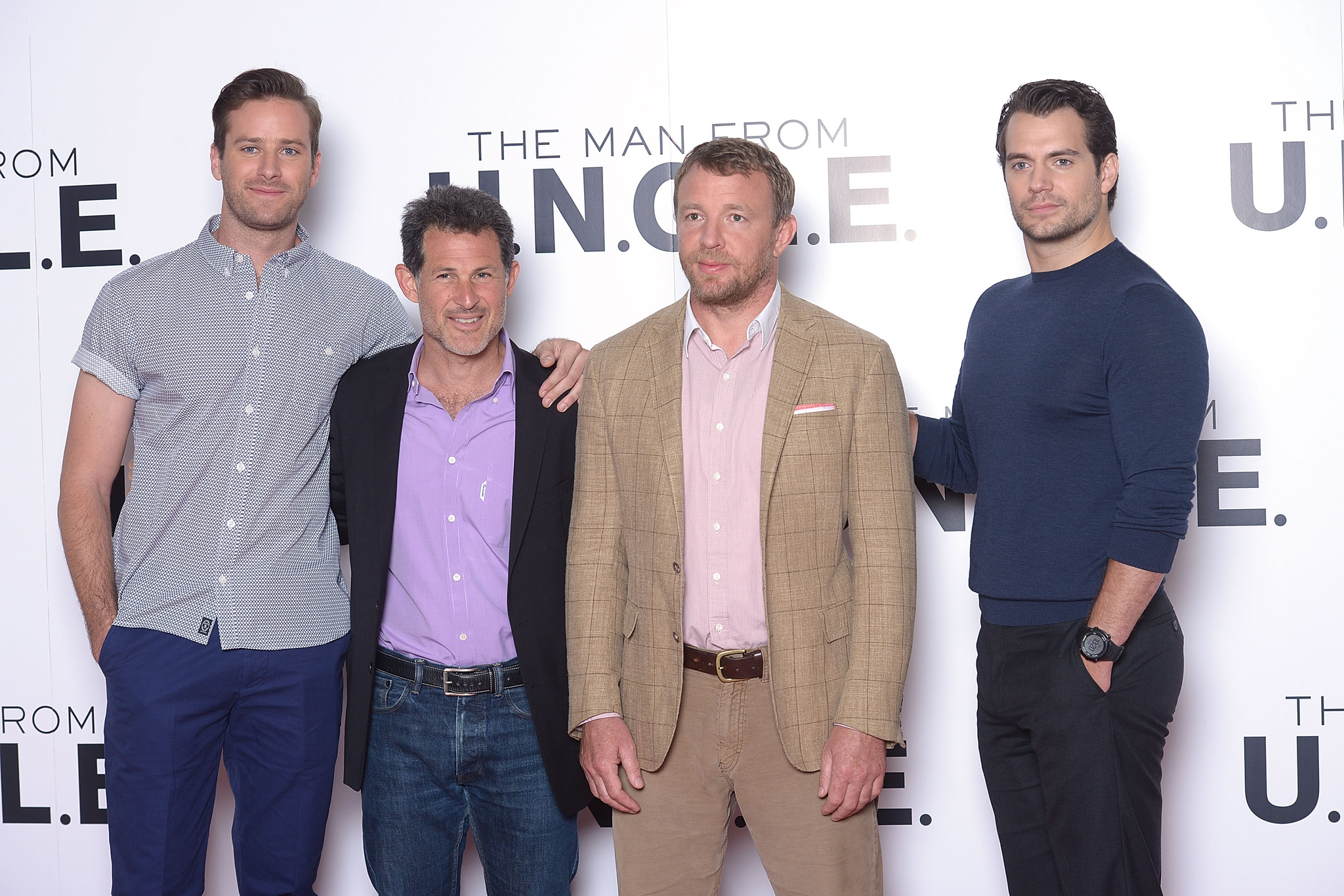 Guy Ritchie, Henry Cavill, Lionel Wigram and Armie Hammer at event of Snipas is U.N.C.L.E. (2015)