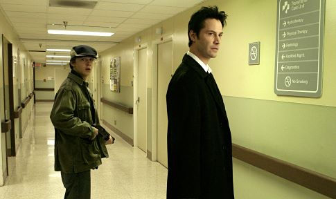 Still of Keanu Reeves and Shia LaBeouf in Constantine (2005)