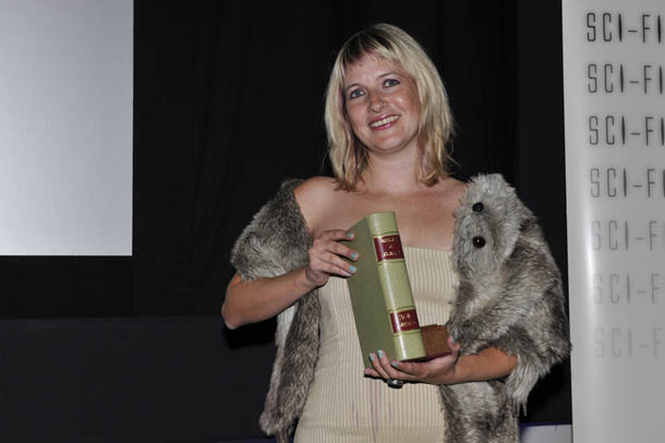 Lauren after winnning the Arthur C Clarke Award for Zoo City