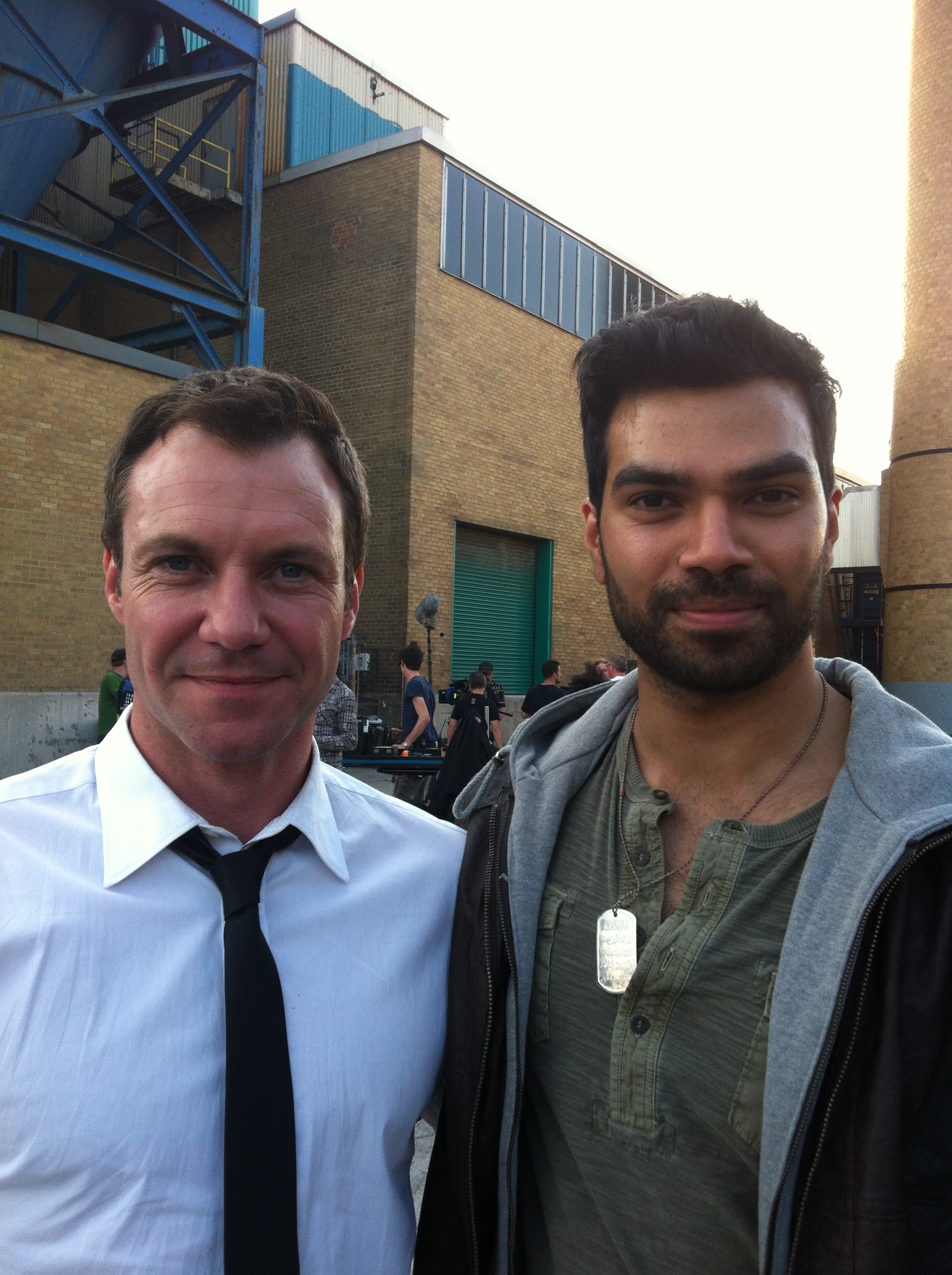 Chris Vance and RJ Parrish on the set of The Transporter the series.