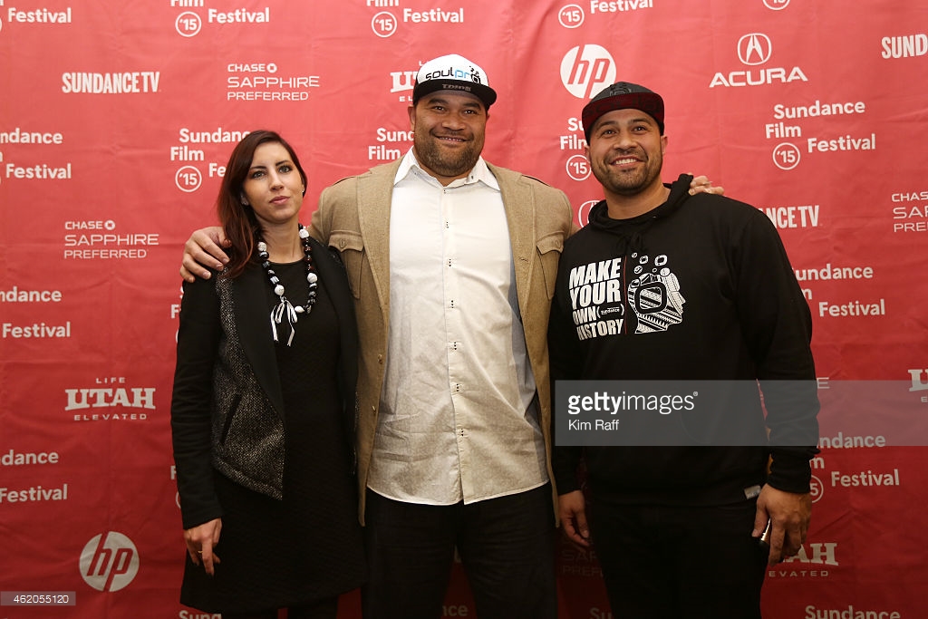 Co-Director/Producer Erika Cohn, NFL player Haloti Ngata, Director Tony Vainuku at the 2015 Sundance premiere.