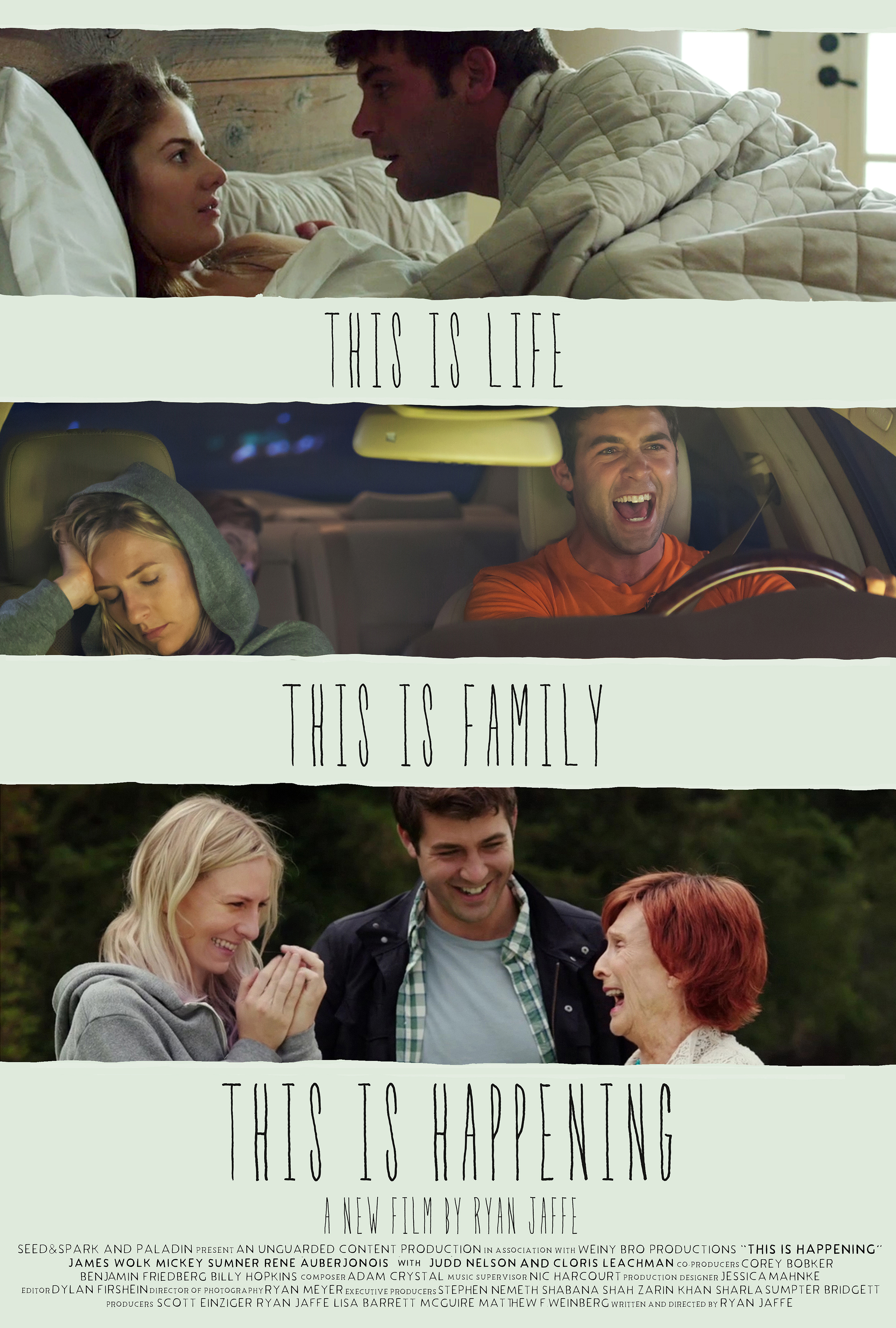 Cloris Leachman, James Wolk, Mickey Sumner and Emily Tremaine in This Is Happening (2015)