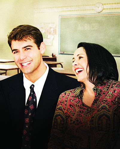 Still of Patricia Heaton and James Wolk in Front of the Class (2008)